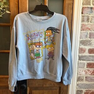 Nickelodeon Rugrats Sweatshirt Size Juniors M 7-9 Blue 90s Cartoon Graphic